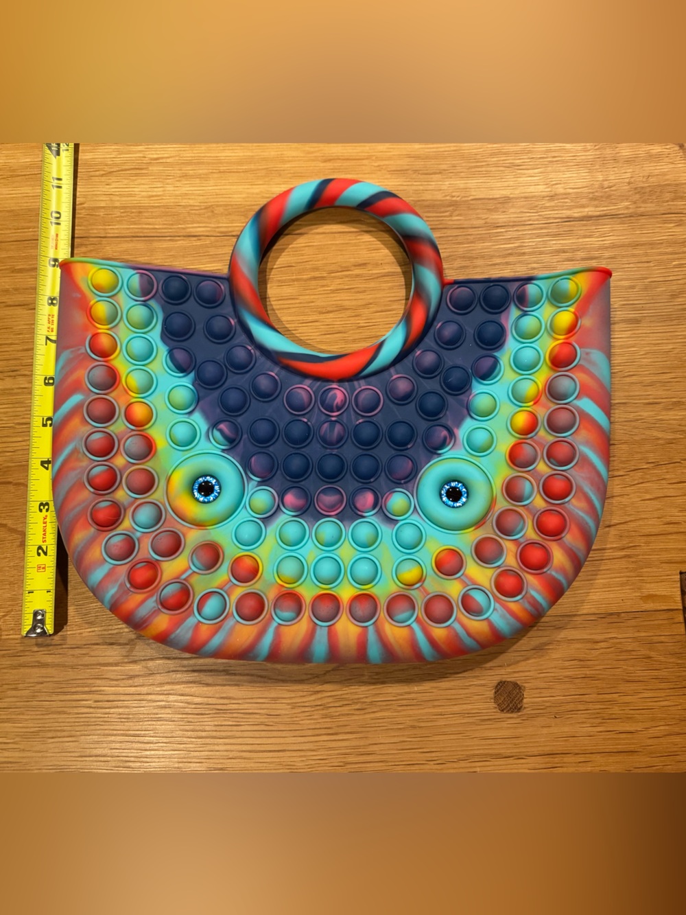 Jumbo Pop It Fidget Toy Tie Dye Rainbow Sensory Push Pop Bubble Monster 3D Eyes - Picture 3 of 5